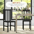 HOMCOM Dining Chairs, Set of 2 Farmhouse Kitchen & Dining Room Chairs with Slat Back, Pine Wood Seating for Living Room