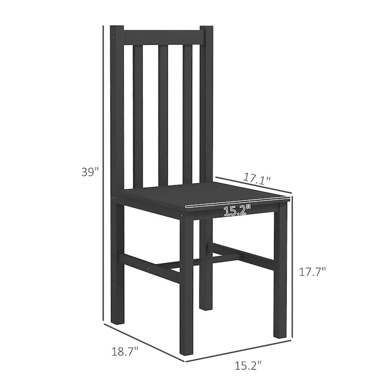 HOMCOM Dining Chairs, Set of 2 Farmhouse Kitchen & Dining Room Chairs with Slat Back, Pine Wood Seating for Living Room