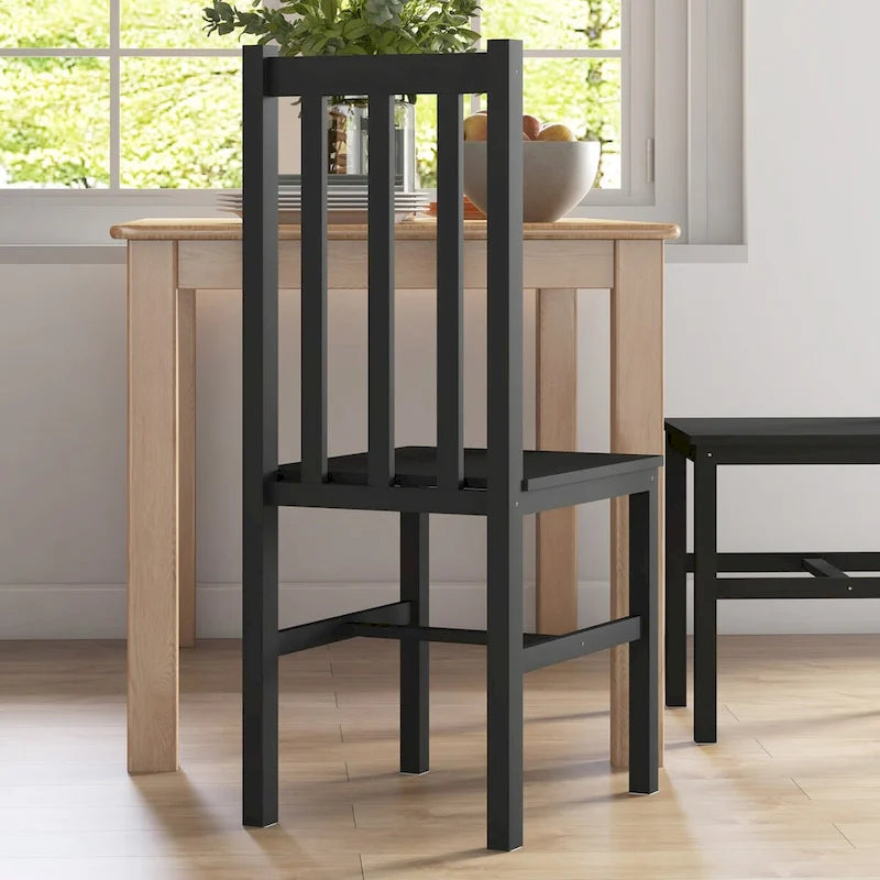 HOMCOM Dining Chairs, Set of 2 Farmhouse Kitchen & Dining Room Chairs with Slat Back, Pine Wood Seating for Living Room