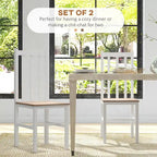 HOMCOM Dining Chairs, Set of 2 Farmhouse Kitchen & Dining Room Chairs with Slat Back, Pine Wood Seating for Living Room