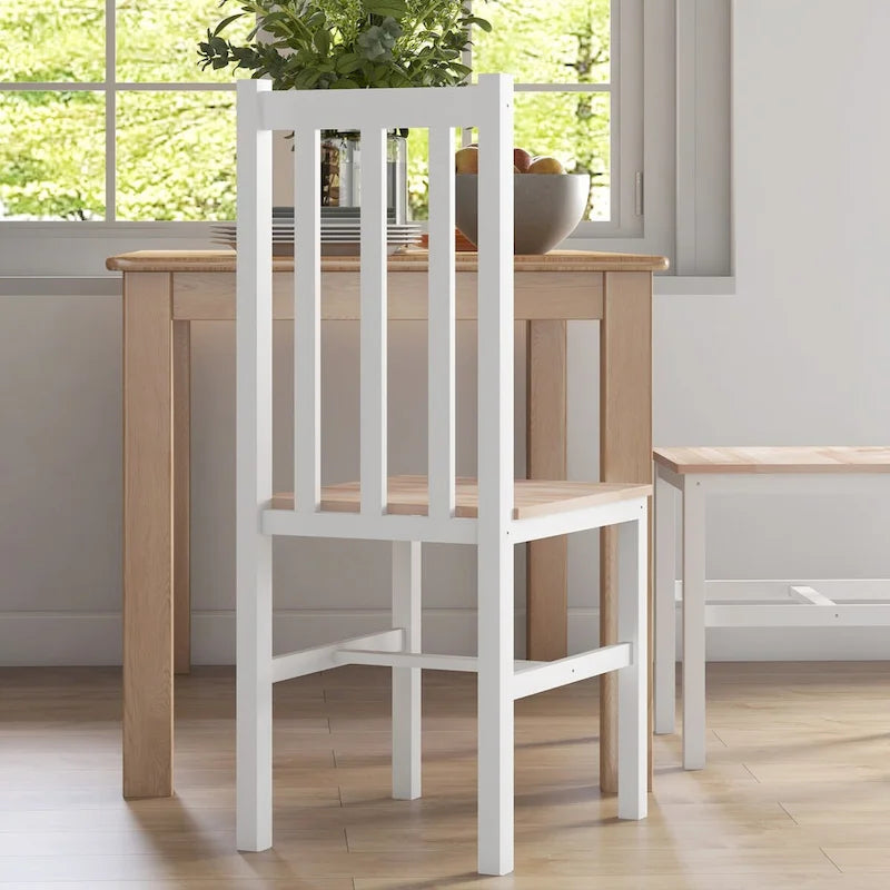 HOMCOM Dining Chairs, Set of 2 Farmhouse Kitchen & Dining Room Chairs with Slat Back, Pine Wood Seating for Living Room