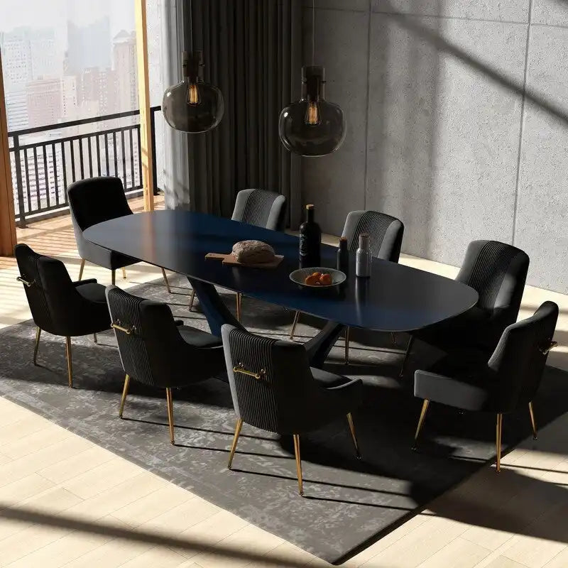 SEYNAR Modern Glam Velvet Dining Chair Set of 8 for Dining Room, Tufted Vanity Chair for Living Room (no table)