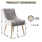 SEYNAR Modern Glam Velvet Dining Chair Set of 8 for Dining Room, Tufted Vanity Chair for Living Room (no table)