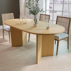 Lumioca Modern Oak Wood Top 67 in. Double Pedestal Base Dining Table