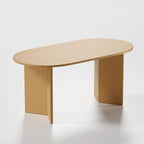 Lumioca Modern Oak Wood Top 67 in. Double Pedestal Base Dining Table