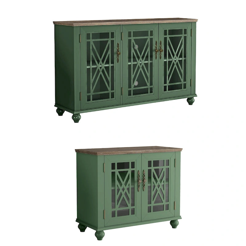 2-Piece Floral Storage Buffet Sideboard Set - 55 & 38 in Width - 55 & 38 in Width