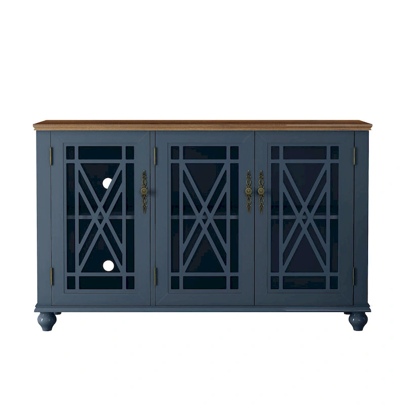 2-Piece Floral Storage Buffet Sideboard Set - 55 & 38 in Width - 55 & 38 in Width