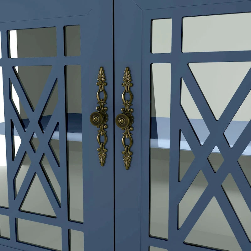 2-Piece Floral Storage Buffet Sideboard Set - 55 & 38 in Width - 55 & 38 in Width