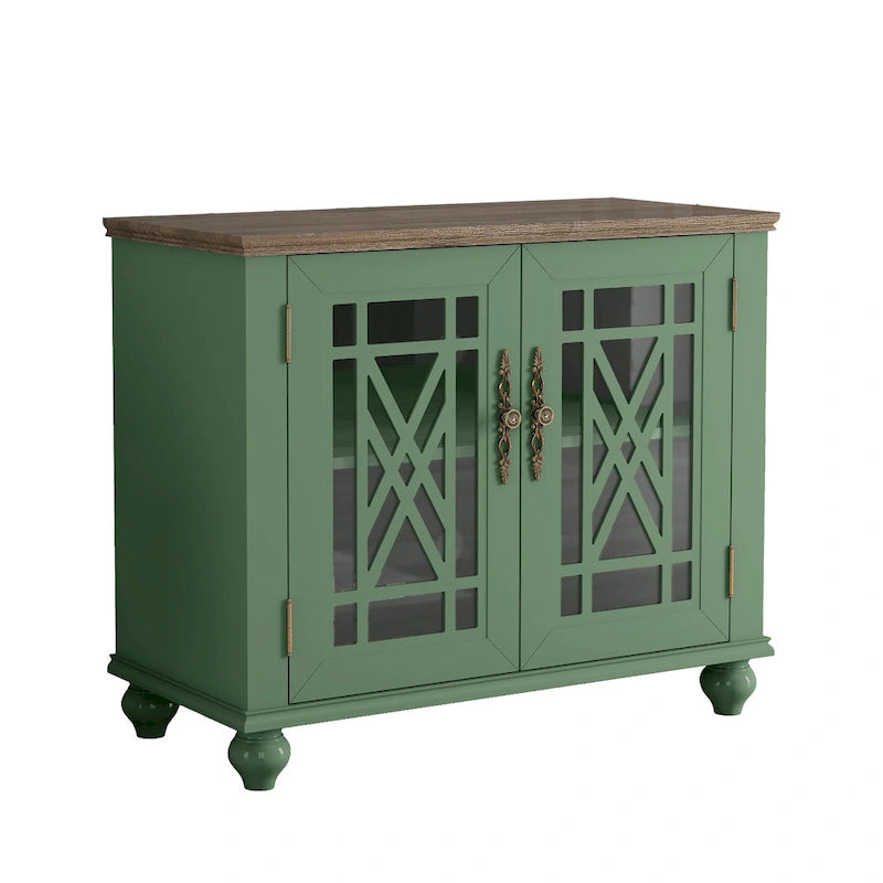 2-Piece Floral Storage Buffet Sideboard Set - 55 & 38 in Width - 55 & 38 in Width