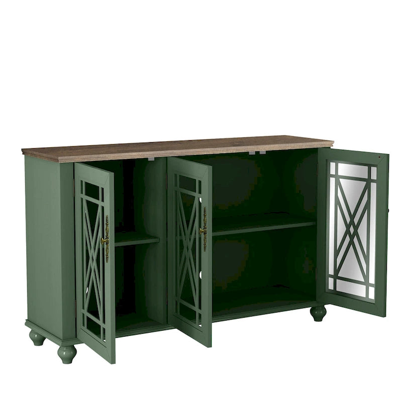 2-Piece Floral Storage Buffet Sideboard Set - 55 & 38 in Width - 55 & 38 in Width