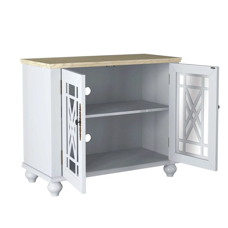 2-Piece Floral Storage Buffet Sideboard Set - 55 & 38 in Width - 55 & 38 in Width