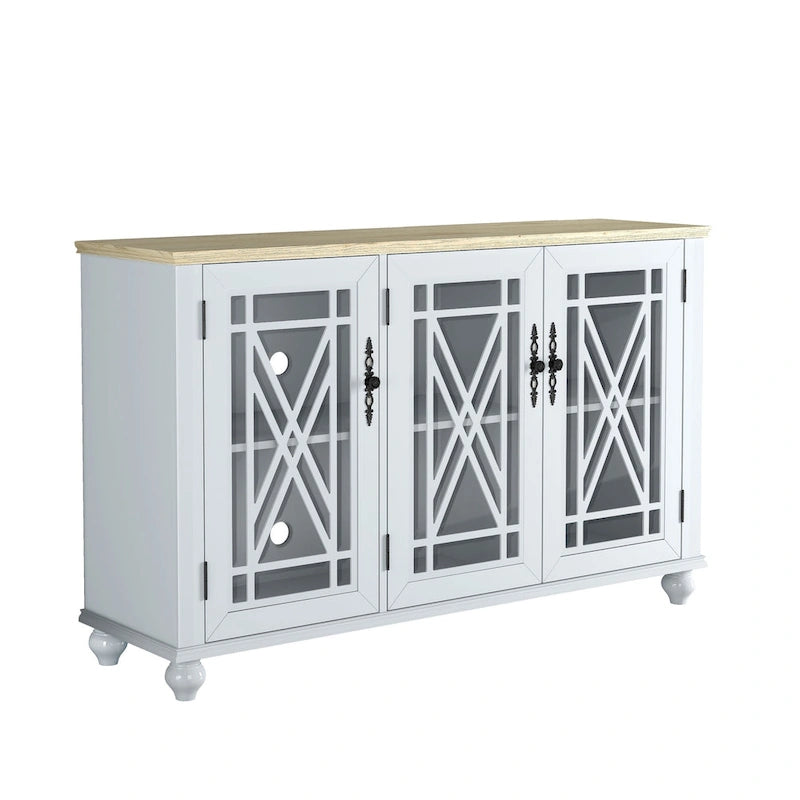 2-Piece Floral Storage Buffet Sideboard Set - 55 & 38 in Width - 55 & 38 in Width