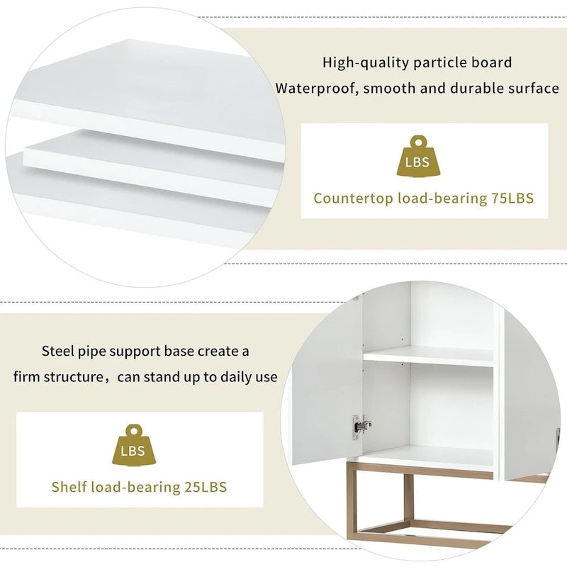 47.2  Modern Cabinet with Spacious Table and 4 Doors Sideboard/Buffet
