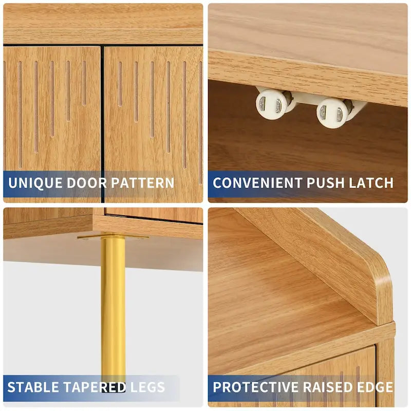 Moasis Double Sideboard Buffet Cabinet with Storage Shelf 4-Door Cabinet for Living Room and Kitchen