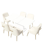 7-Piece Clihome High-gloss Extendable Table Velvet Chair Dining Set