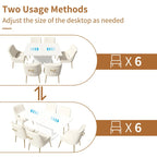 7-Piece Clihome High-gloss Extendable Table Velvet Chair Dining Set