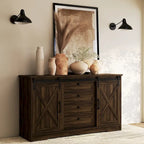 JASIWAY Barn Buffet Sideboard Cabinet with 2 Doors and 4 Drawers