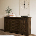 JASIWAY Barn Buffet Sideboard Cabinet with 2 Doors and 4 Drawers