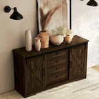 JASIWAY Barn Buffet Sideboard Cabinet with 2 Doors and 4 Drawers