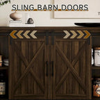 JASIWAY Barn Buffet Sideboard Cabinet with 2 Doors and 4 Drawers