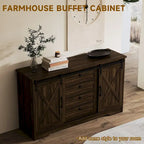 JASIWAY Barn Buffet Sideboard Cabinet with 2 Doors and 4 Drawers