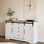 JASIWAY Barn Buffet Sideboard Cabinet with 2 Doors and 4 Drawers
