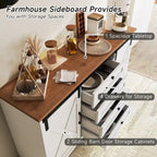 JASIWAY Barn Buffet Sideboard Cabinet with 2 Doors and 4 Drawers