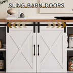 JASIWAY Barn Buffet Sideboard Cabinet with 2 Doors and 4 Drawers