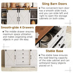 JASIWAY Barn Buffet Sideboard Cabinet with 2 Doors and 4 Drawers