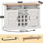52 Farmhouse Coffee Bar Cabinet with Floating Shelf - 15.75 D x 52 W x 34 H