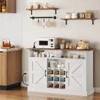 52 Farmhouse Coffee Bar Cabinet with Floating Shelf - 15.75 D x 52 W x 34 H