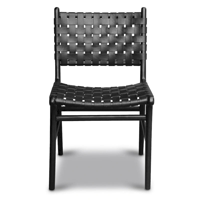 Poly and Bark Banda Teak & Leather Dining Chair - Solid Teak Wood Frame