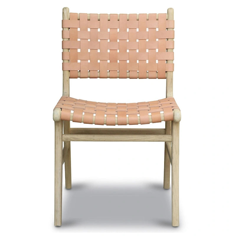 Poly and Bark Banda Teak & Leather Dining Chair - Solid Teak Wood Frame