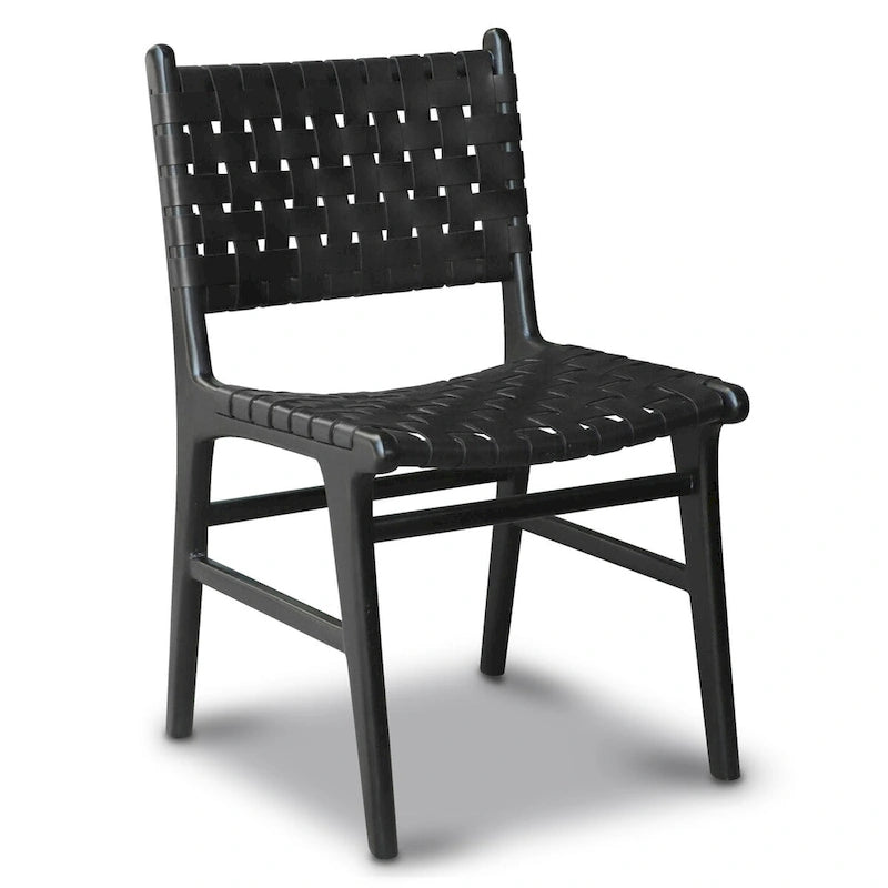 Poly and Bark Banda Teak & Leather Dining Chair - Solid Teak Wood Frame