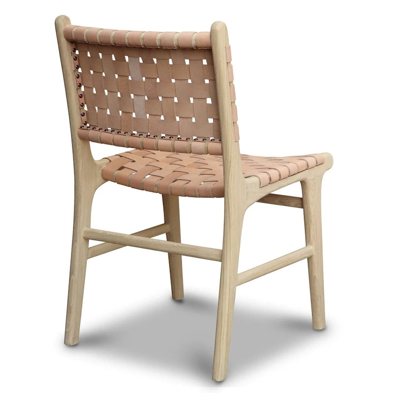Poly and Bark Banda Teak & Leather Dining Chair - Solid Teak Wood Frame