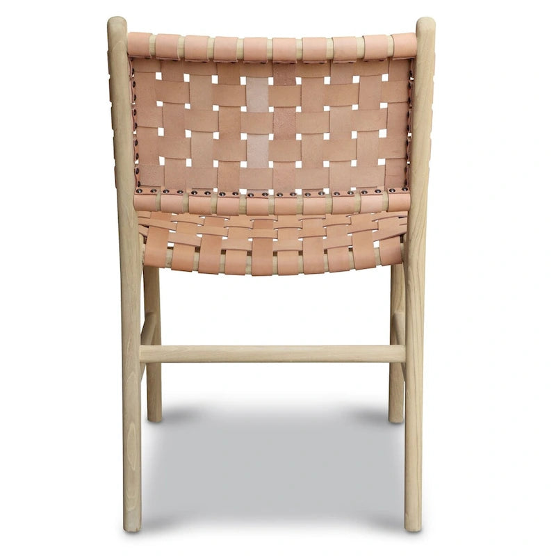 Poly and Bark Banda Teak & Leather Dining Chair - Solid Teak Wood Frame