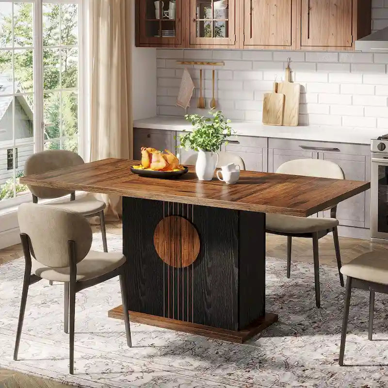 55  Dining Table with Rectangle Wood Top for Kitchen Dining Room