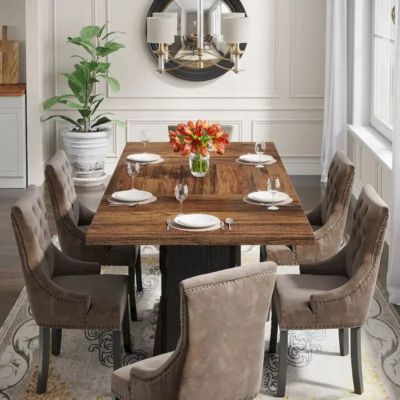 55  Dining Table with Rectangle Wood Top for Kitchen Dining Room