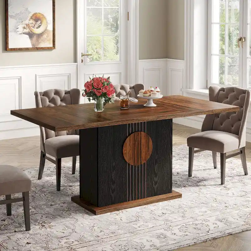 55  Dining Table with Rectangle Wood Top for Kitchen Dining Room