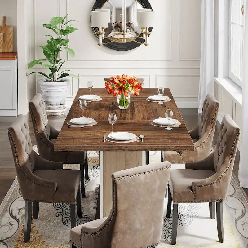55  Dining Table with Rectangle Wood Top for Kitchen Dining Room