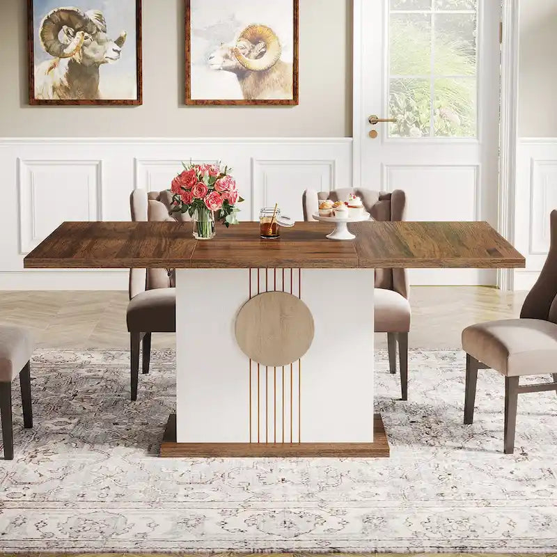 55  Dining Table with Rectangle Wood Top for Kitchen Dining Room