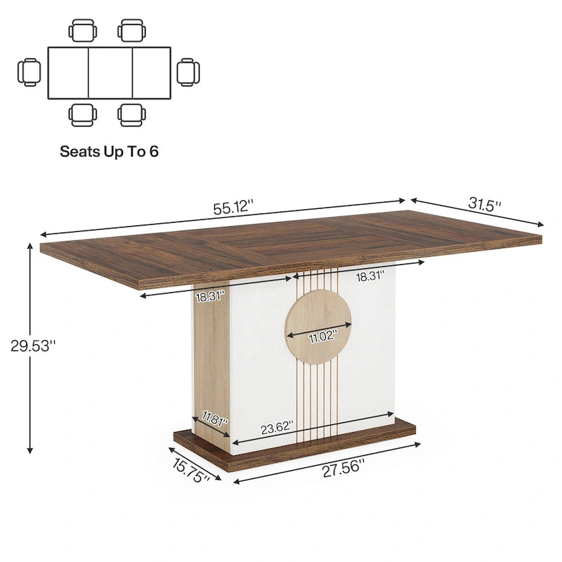 55  Dining Table with Rectangle Wood Top for Kitchen Dining Room