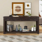 Console Table with Storage Drawers and Bottom Shelf