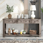 Console Table with Storage Drawers and Bottom Shelf