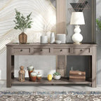 Console Table with Storage Drawers and Bottom Shelf