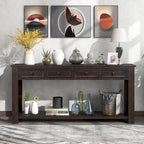 Console Table with Storage Drawers and Bottom Shelf