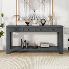 Console Table with Storage Drawers and Bottom Shelf