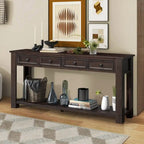 Console Table with Storage Drawers and Bottom Shelf