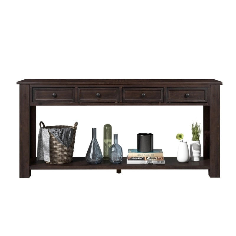 Console Table with Storage Drawers and Bottom Shelf