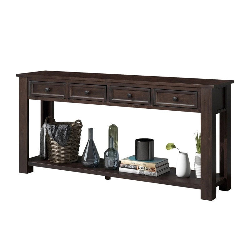 Console Table with Storage Drawers and Bottom Shelf